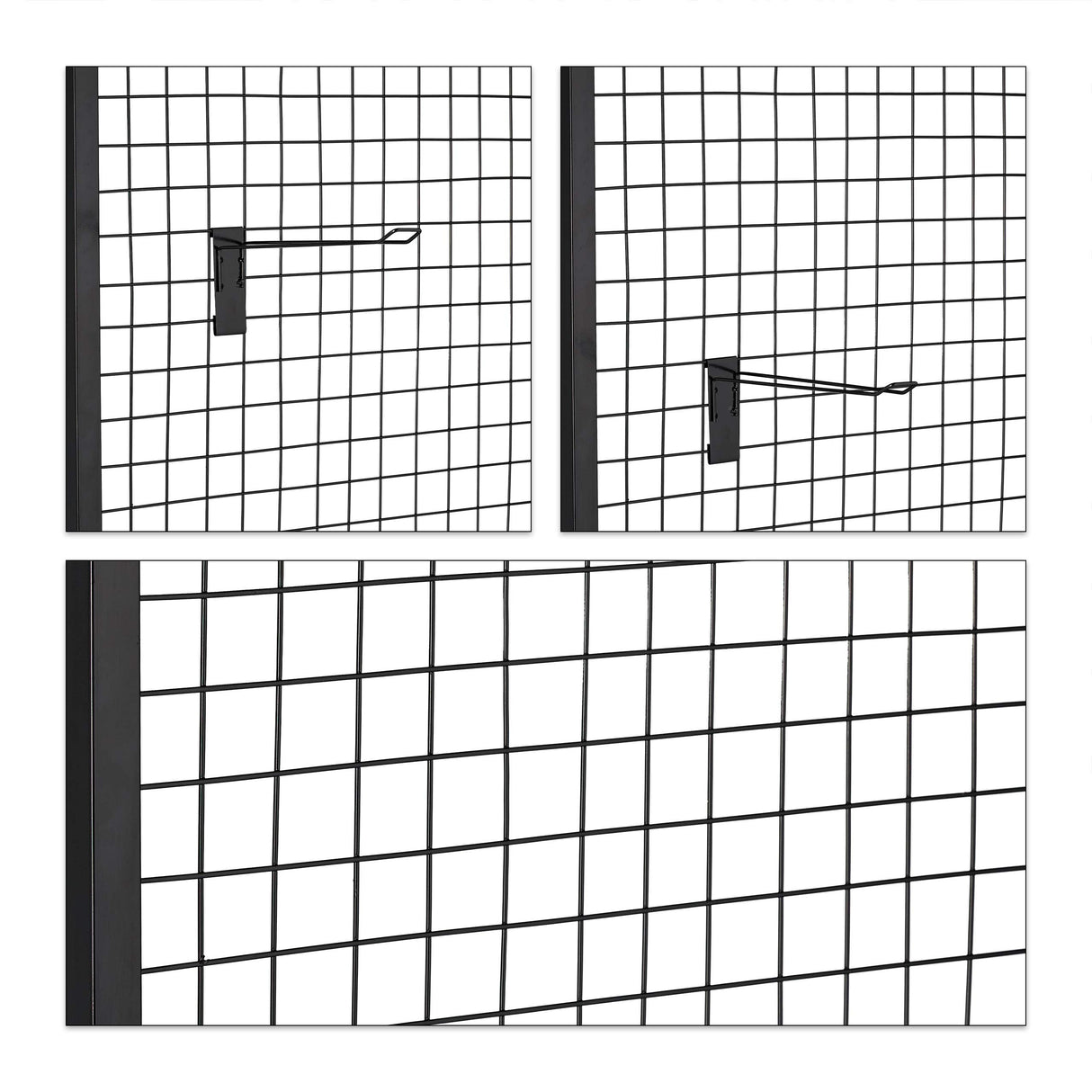 relaxdays 10029569 Mostrador de Tienda, Panel Expositor de Rejilla, 10 Ganchos, Acero, 21x65,5x44,5 cm, 1 Ud, Negro