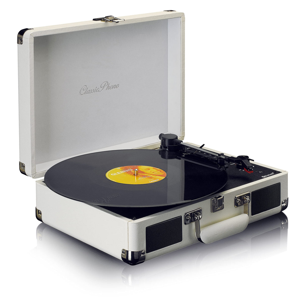 Lenco TT-115CR - Tocadiscos Bluetooth, Altavoces Integrados, Estuche Compacto Portátil Tocadiscos, USB, AUX, Adaptador 45RPM, Crema