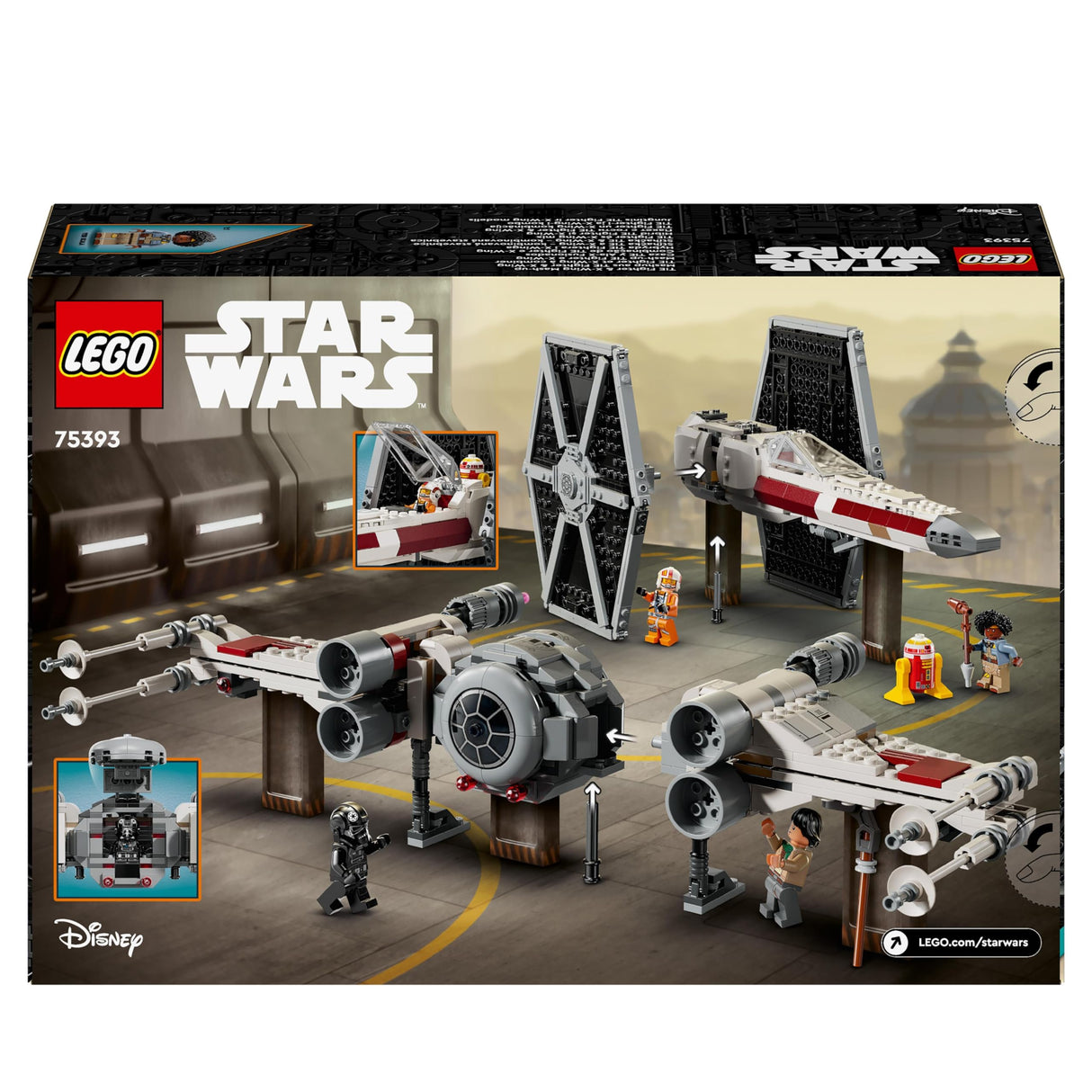 LEGO Star Wars 75393 Caza Tie y ala-X Fusionados - Juguete de Construcción con 2 Naves Estelares - 4 Minifiguras y Figura de Droide - Regalo para Niños de 9+ Años y Fans