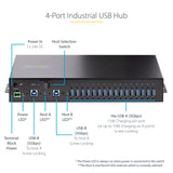 StarTech.com Hub Ladrón USB 3.0 5Gb de 16 Puertos Industrial - Metal - Montaje en Rack/Superficie/DIN - Carga Compartida USB 120W - ESD - Bloque de Terminales - Switch de 2 Hosts (5G16AINDS-USB-A-HUB)