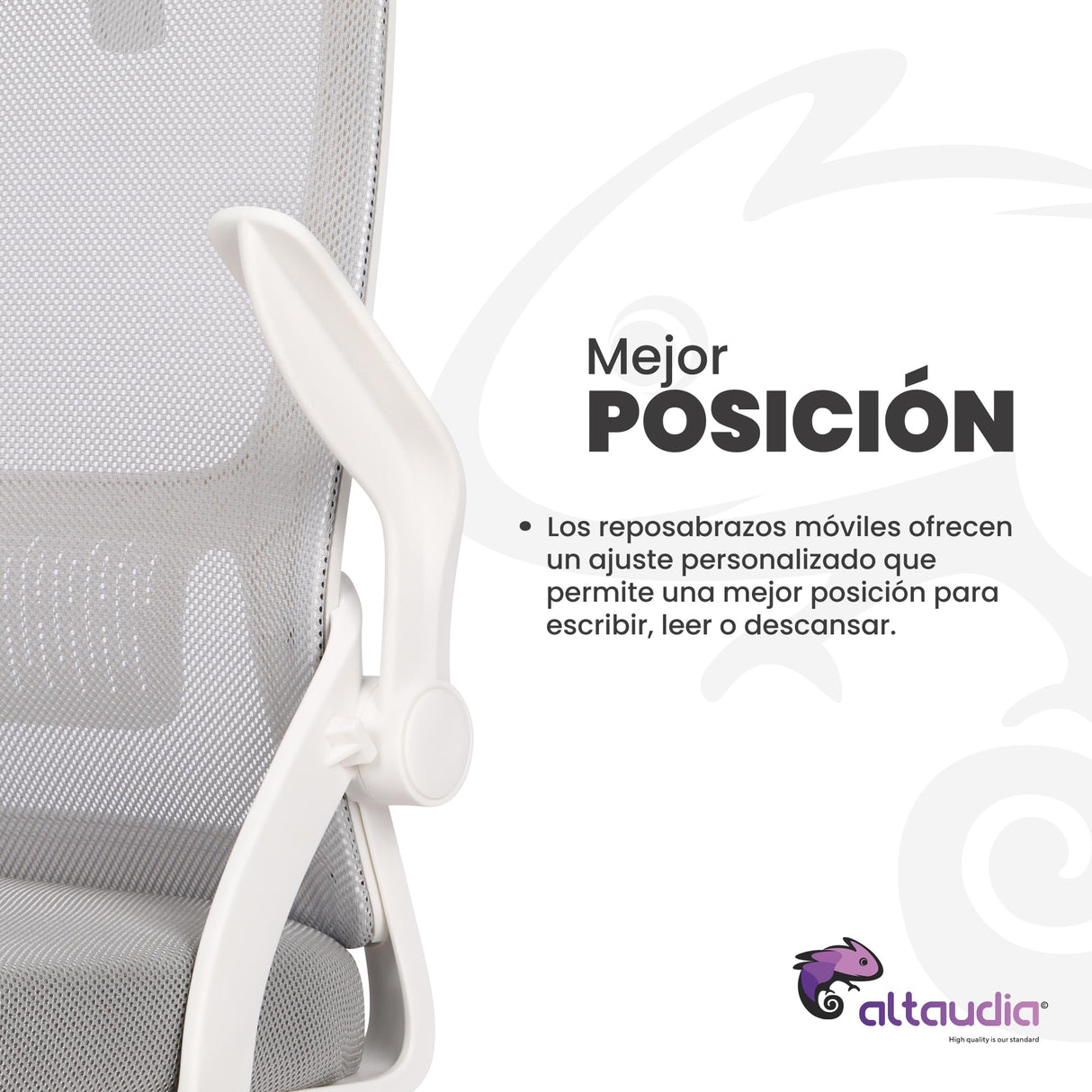 Altaudia Silla de Escritorio y Oficina de Trabajo - Ergonómica Ajustable y Reclinable - Reposabrazos móviles, Cabezal, Reposacabezas, Función de Inclinación, Silla Giratoria, Soporte Lumbar, Blanco