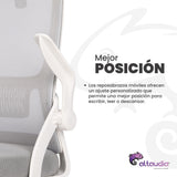 Altaudia Silla de Escritorio y Oficina de Trabajo - Ergonómica Ajustable y Reclinable - Reposabrazos móviles, Cabezal, Reposacabezas, Función de Inclinación, Silla Giratoria, Soporte Lumbar, Blanco