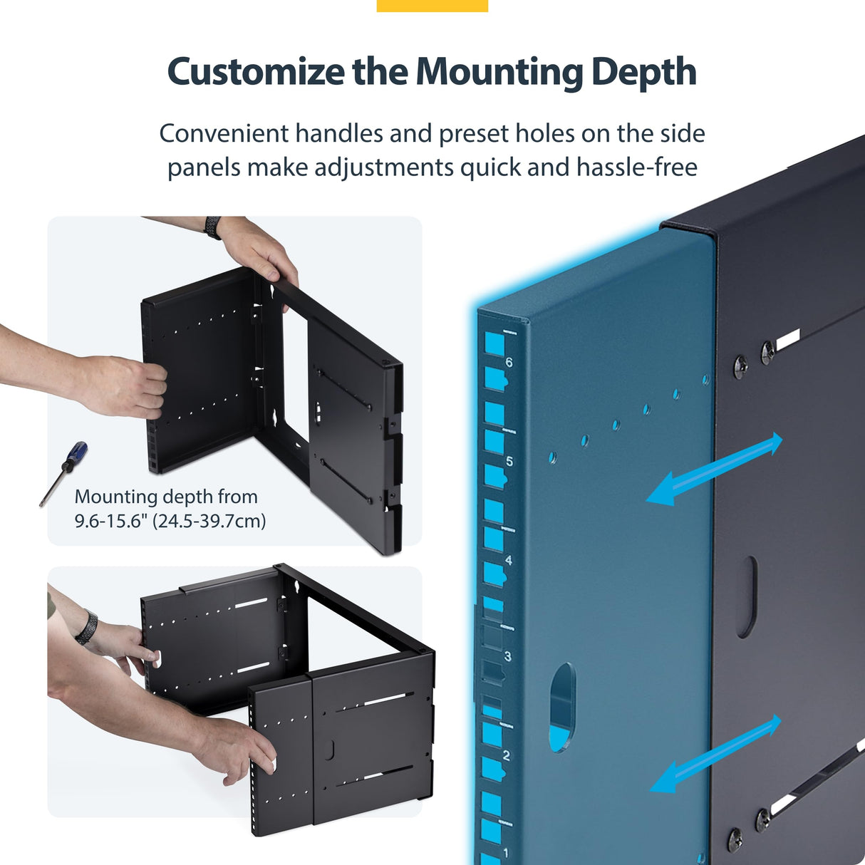 StarTech.com Rack 6U de 2 Columnas de Montaje en Pared - Rack de Servidores de 19in - Profundidad Ajustable - 40kg