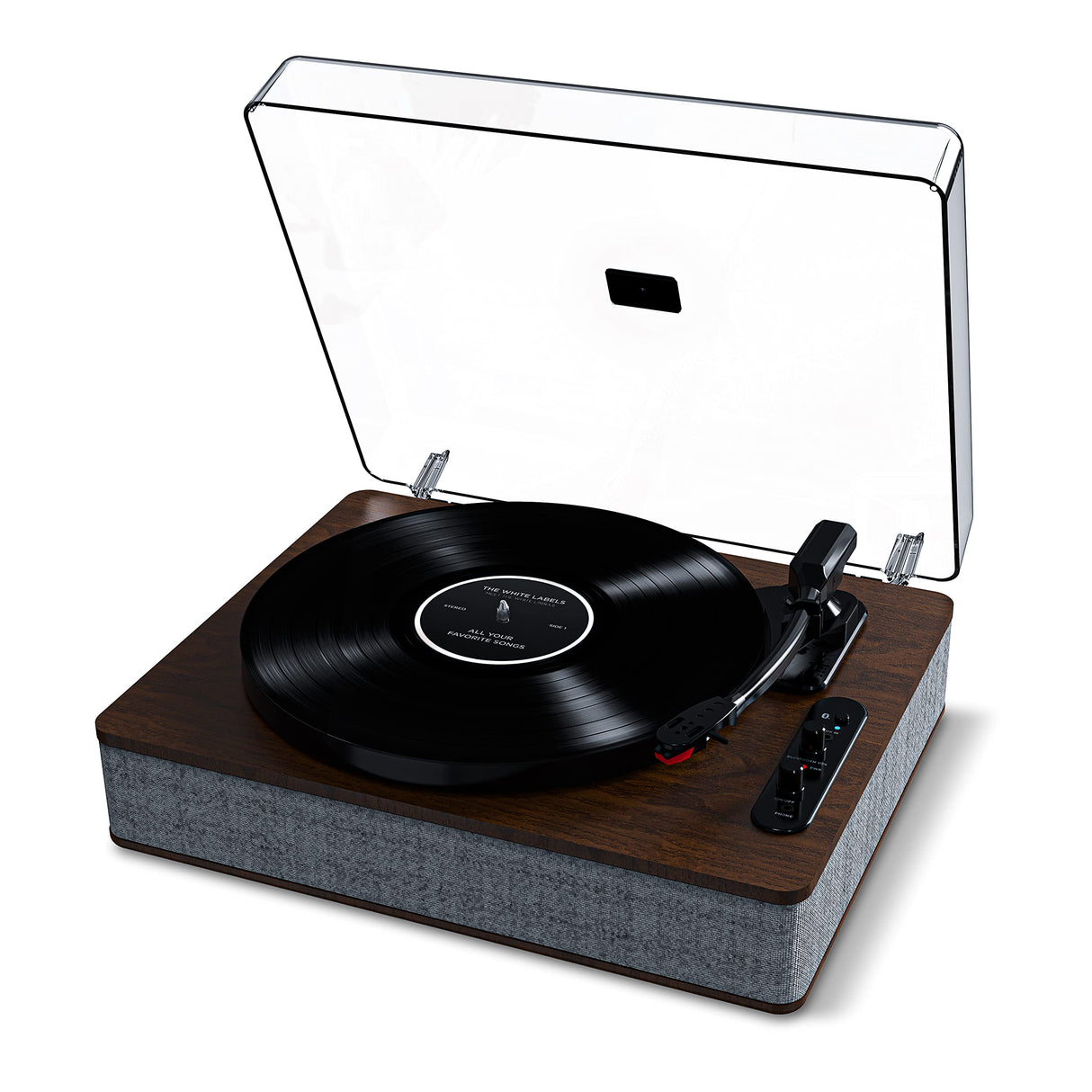 ION Audio Luxe LP - Tocadiscos de Vinilo Bluetooth con Altavoces, conversión USB, Plato de tamaño Completo, Auto-Stop, Salida de Auriculares, 3 velocidades, Madera Tintada