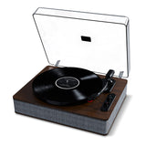 ION Audio Luxe LP - Tocadiscos de Vinilo Bluetooth con Altavoces, conversión USB, Plato de tamaño Completo, Auto-Stop, Salida de Auriculares, 3 velocidades, Madera Tintada