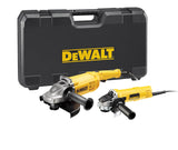 DEWALT DWE494TWIN-QS, Duo de Amoladoras Angulares , DWE494 Cuchilla Ø230mm, Pot. 2200W y Veloc. en vac. 6600rpm, DWE4157 Cuchilla Ø125 mm, Pot. 900W y Veloc. en vac.11800rpm, Maletín de transporte