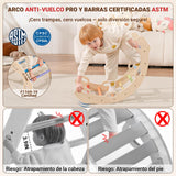 COSYLAND 8 en 1 Triángulo de Escalada Montessori con Arco y Rampa, Set Plegable Infantil, Juguete de Madera Resistente para Interior, Niños 18 Meses-6 años, Colores Arcoíris, Grande