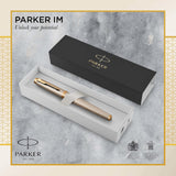 PARKER IM, pluma estilográfica de color plateado cálido Premium, con plumín fino y recambio de tinta azul (1931684)