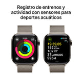 Apple Watch Series 10 GPS + Cellular Smartwatch con Caja de Titanio Natural de 42 mm y Pulsera Milanese Loop Natural - Talla única. Monitor de entreno, App ECG y Neutro en Carbono