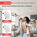 Pyle Altavoces empotrables, Pared, Techo, 10”, 300W, Dos vias, Rejilla Intercambiable Redonda y Cuadrada