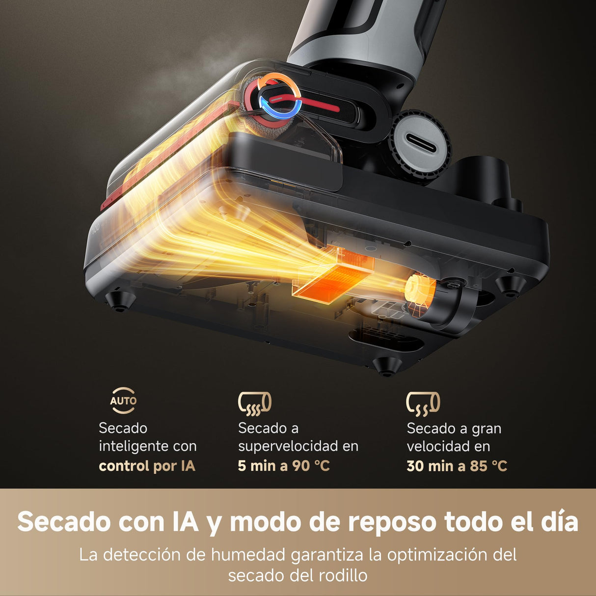DREAME H15 Pro Heat Aspirador en Seco y Húmedo, Limpia con Agua a 85 °C, Brazo Robot GapFree IA, Detecta por RGB, 22K Pa, 0 Enredos, Lava el Cepillo a 100 °C, Seca a 90 °C en 5 min, Navega con la App