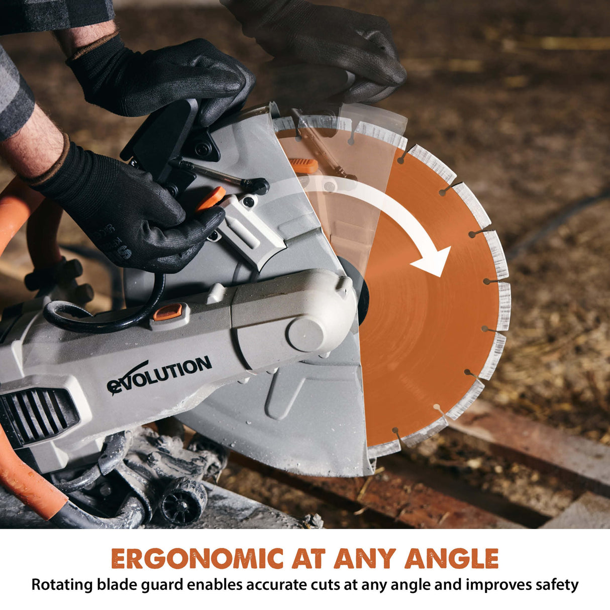 Evolution Power Tools R350DCT - Sierra de hormigón, sierra de corte, para cortar hormigón, piedra, ladrillo, tejas y más, cortador de disco eléctrico de 350 mm, hoja de diamante premium, 230 V, 350 mm