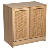 Mueble portarropa cesto Ropa Sucia de Madera DM y Ratan Natural 66x40x68 cm