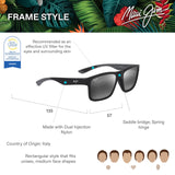 Maui Jim The Flats Gafas, Matte Black w/Grey, 57-18-135 Unisex Adulto