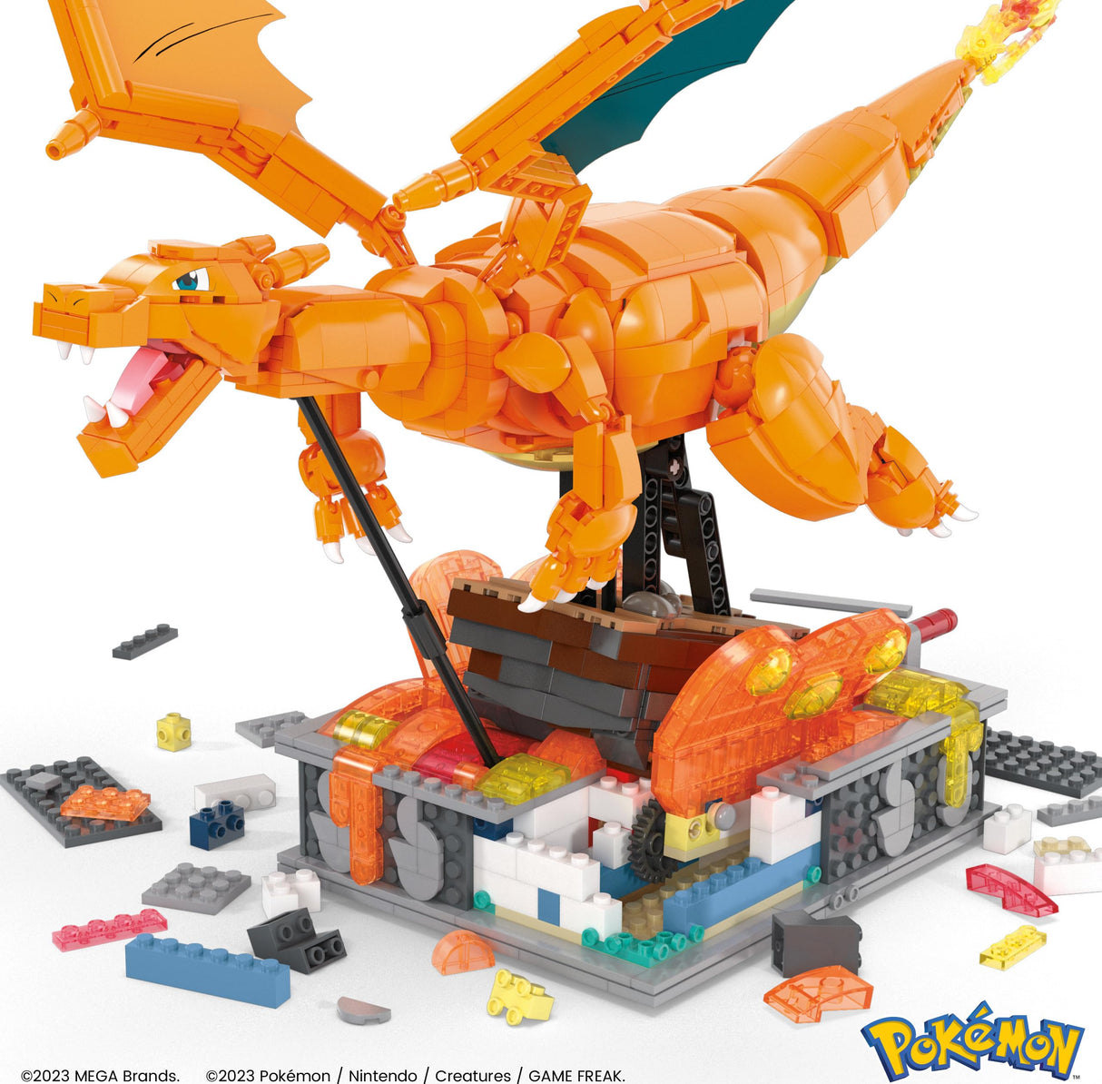 Mega Pokemon Charizard en Movimiento +1600 Bloques de construcción, Juguete +12 años (Mattel HMW05)