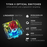 Roccat Vulcan II MAX - Tastatur para Juegos Blanco, Interruptor Rojo Lineal, diseño alemán