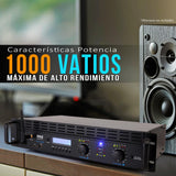 Pyle Amplificador de Sonido, para el hogar, 2000W, Bluetooth, Estereo, Entradas TRS XLR, LCD, 2 Canales, Modo Puente, Ventilador de refrigeracion