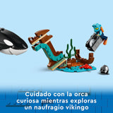 LEGO 60368 City Barco Explorador del Ártico, Barco Grande de Juguete Que Flota con Helicóptero, Sub, Naufragio Vikingo, Minifiguras y una Figura de Orca, Regalo para Niños y Niñas de 7 Años o Más