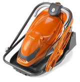 Flymo EasiGlide 360 Hover Collect - Cortacésped con Motor de 2000 W, Ancho de Corte de 36 cm, Caja de césped de 26 litros, se pliega Plano, Cable de 10 m, Naranja y Gris