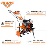 RURIS – Motobloque Profesional 731FR – Motor General Engine de 8,5 CV – Ancho de Trabajo de 560 – 830 mm – Superficie tratada de hasta 1000 m²/h