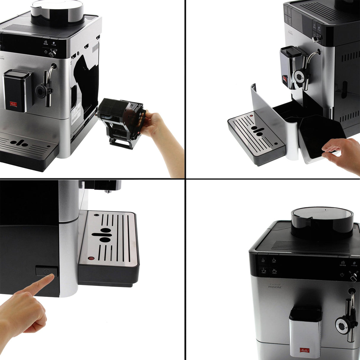 Melitta Passione F530-101, Cafetera Automática con Molinillo, Café en Grano, Sistema de leche, Limpieza Automática, Personalizable, 15 Bares, 1.2 litros, Plata