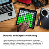 Novation Launchpad X - Controlador de cuadrícula MIDI para Ableton Live/Logic Pro. Controles sencillos, reproducción dinámica de notas, modos Scale