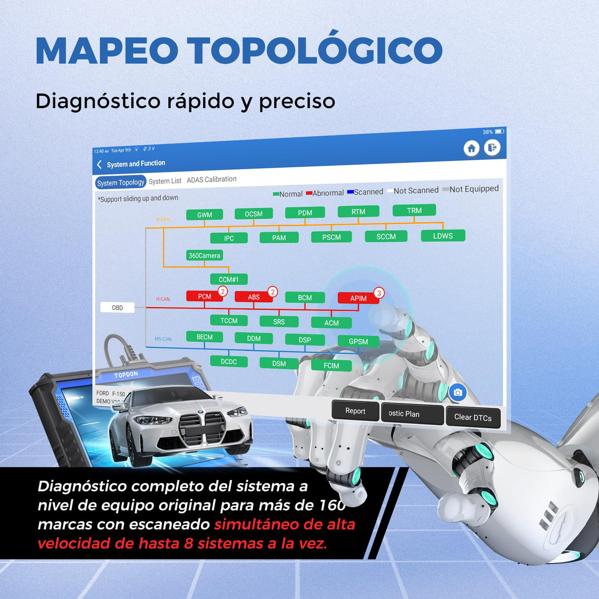 TOPDON Phoenix XLink Herramienta de Diagnóstico de Programación ECU, Escáner de Diagnóstico con Codificación ECU Online/41 Servicio/Control Bidireccional/Guiado V.A.G, Topología, Actualización 2 Años