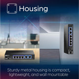 TRENDnet, TEG-S762, Conmutador de 6 Puertos 10G, 4 Puertos 2.5G RJ-45 Base-T, 2 Puertos 10G RJ-45, Capacidad de conmutación de 60 Gbps, Montaje en Pared, Conexiones de Red de 10 Gigabit, Negro