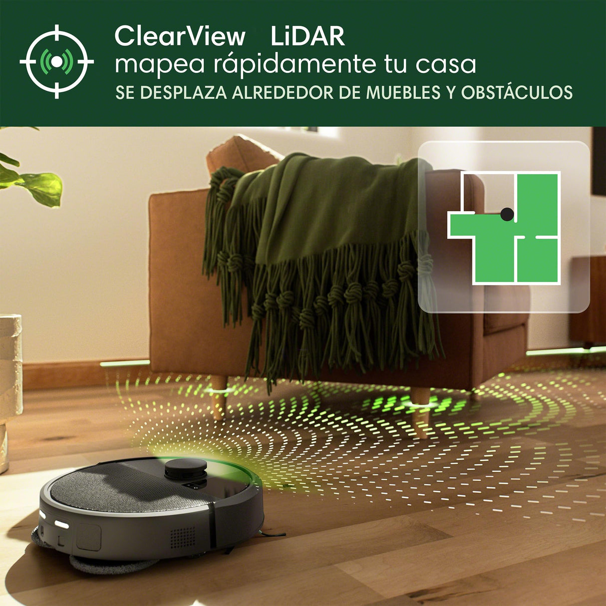 iRobot Roomba Plus 405 Combo con Base AutoWash multifunción y autolimpiable, Lavado y Secado mopas DualClean elevables, Clearview LiDAR, 75 días de autovaciado, Doble fregado con SmartScrub, App_N