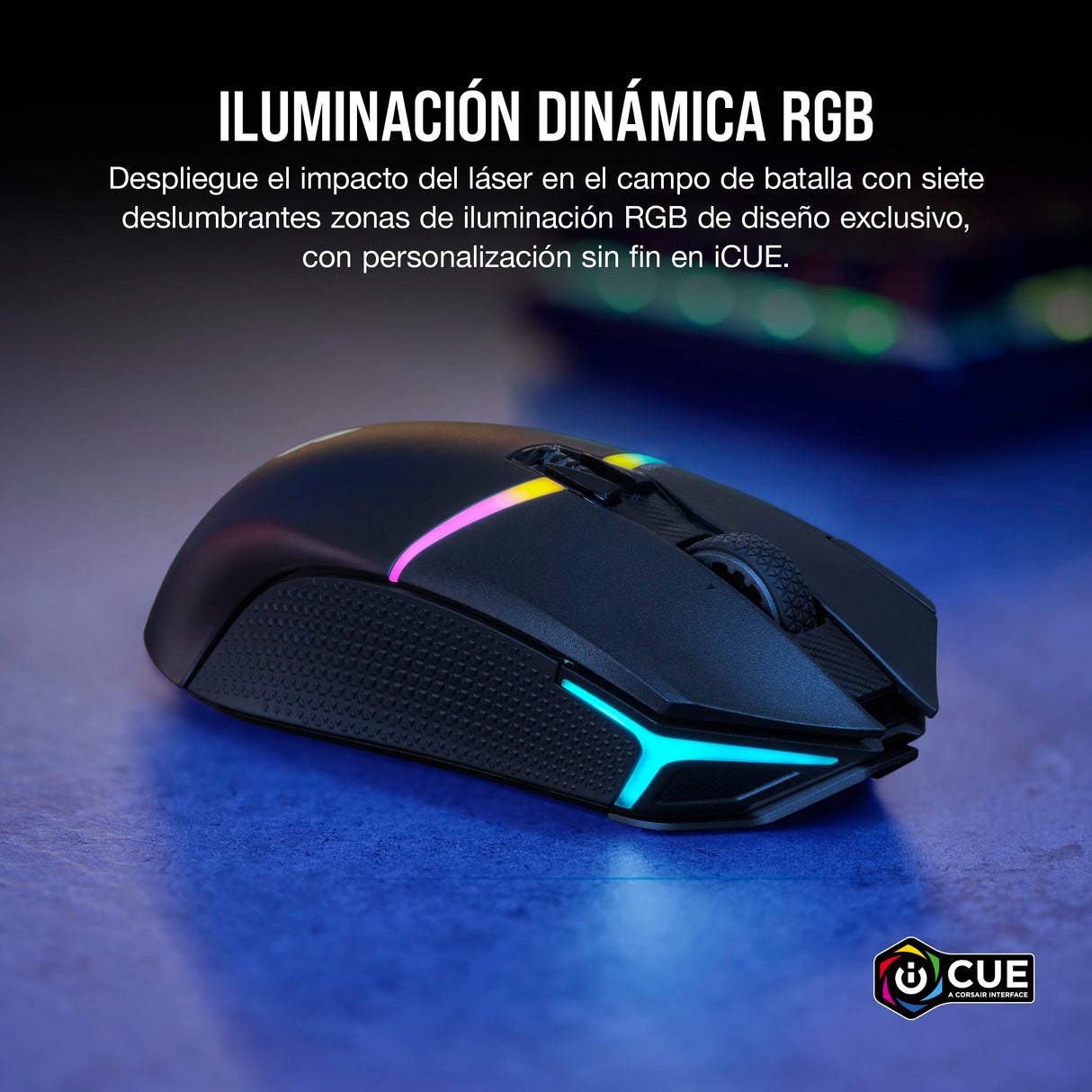 Corsair NIGHTSABRE WIRELESS RGB FPS/MOBA Ratón para Juegos - 26,000 DPI - 11 Botones Programables - Batería Hasta 100hrs - Compatible con iCUE - PC, PS5, PS4, Xbox - Negro