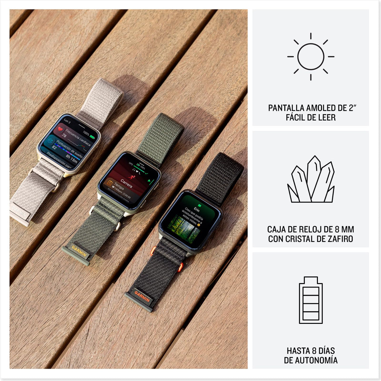 Garmin Venu X1, Smartwatch Premium con GPS, Pantalla AMOLED de 2'', Funciones de Salud y Bienestar 24/7, Altavoz y Micrófono Integrados, Mapas, Linterna LED, hasta 8 días de autonomía, Beige