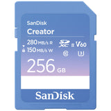 SanDisk Creator Tarjeta SD UHS-II 256 GB (para DSLR y Mirrorless-Cámaras, 6K Video, V60, UHS-II, Velocidades hasta 280 MB/s, RescuePRO Deluxe, Un mes a Adobe Creative Cloud)