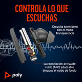 Auriculares Voyager Free 60+ UC de Poly (Plantronics) — Cancelación de ruido para llamadas nítidas — ANC — Estuche de carga con control táctil — Compatible con iPhone, Android, PC/Mac, Zoom y Teams