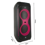 Ibiza - COLUMBA800 - Potente Altavoz 2x8/20cm con batería Recargable - Bluetooth, Micro-SD, USB, Aux, 2 Mic IN, 1 GT IN, RCA out - TWS - LED Multicolor Infinito - Mango