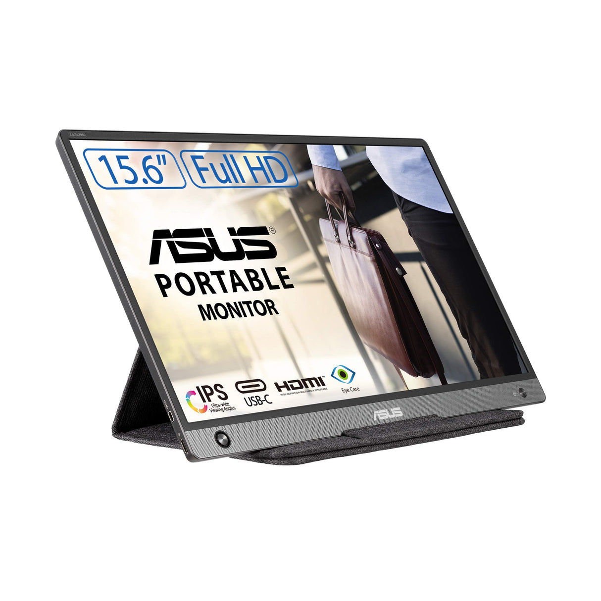 ASUS ZenScreen MB165B Monitor Portátil USB, 15,6", HD (1366 x 768), Marco Fino, Alimentación USB, Antirreflejos, 220cd/㎡, Negro
