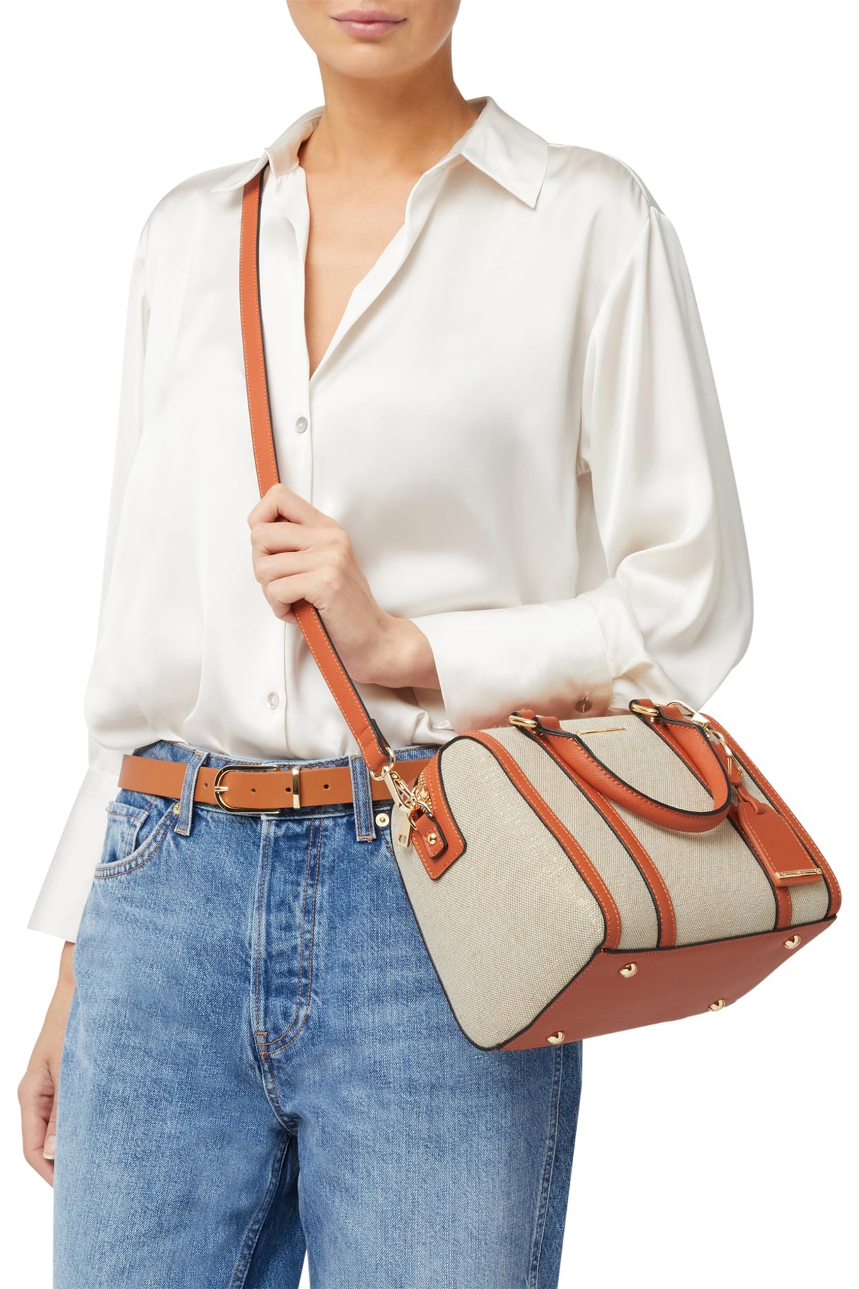 Geox D Zene S A, Bolsa para Mujer, Beige/Orange, Talla única