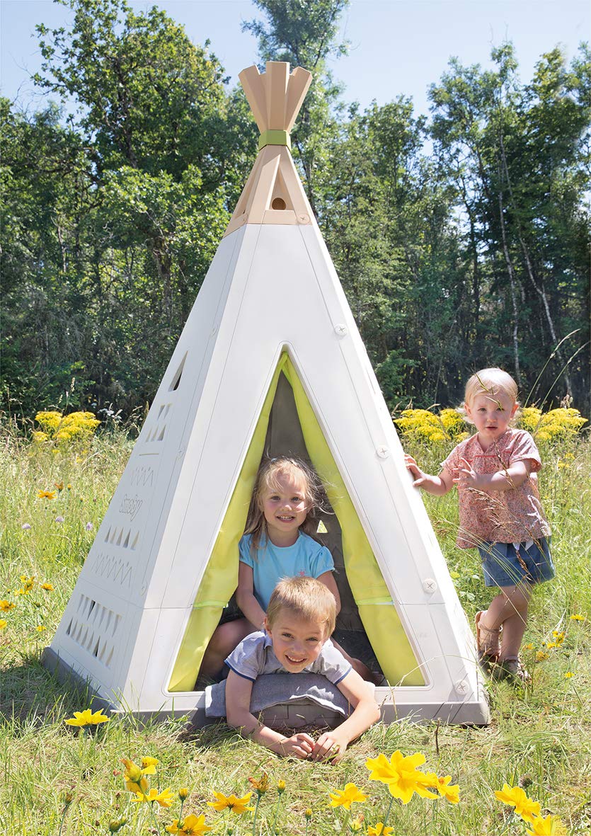 Smoby 7600811000 Casita Tipi de Plástico de Calidad para Interior o Exterior, Evolutiva y Ajustable a 2 Tamaños, Anti-UV, para Niños a Partir de 2 Años, Tamaño 127 x 121 cm/147 x 140 cm