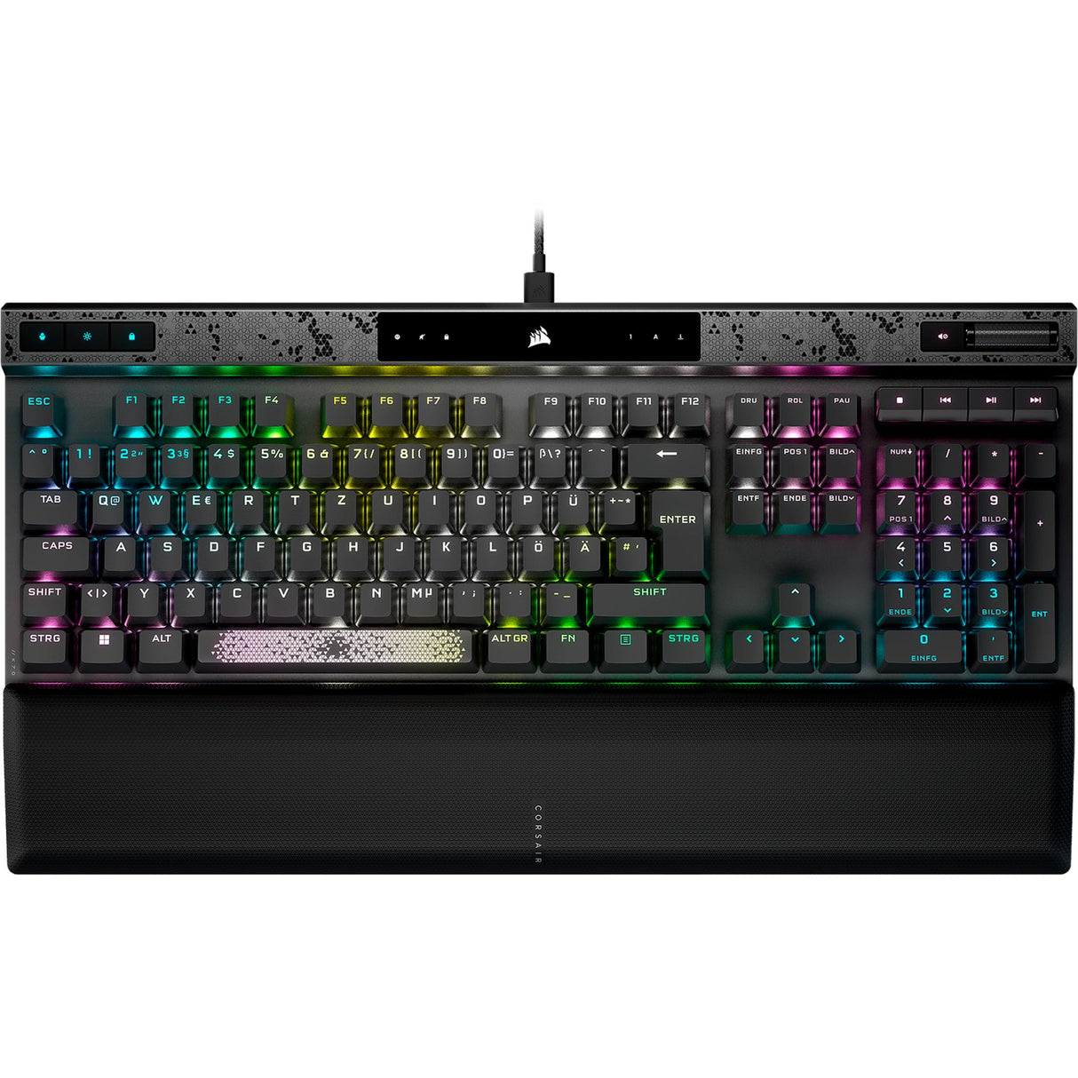 Corsair K70 MAX RGB Teclado mecánico magnético con Cable - Interruptores MGX Ajustables - Tapones de Teclas PBT de Doble Disparo - Compatible con iCUE - PC, PS5, PS4, Xbox - QWERTZ DE - Gris Acero