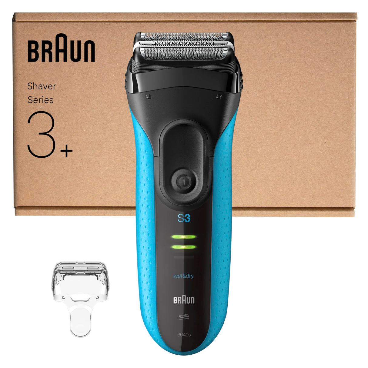 Braun Afeitadora Eléctrica Hombre Series 3 ProSkin 3040s, Máquina De Afeitar Barba En Seco Y Mojado, Cabezal De Precisión, 45 Min De Uso, Recargable, Peine MicroComb Para Un Afeitado Suave, Negro/Azul