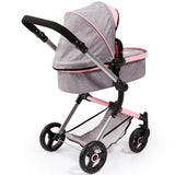 Bayer Design- Cochecito de Muñecas Neo Vario Combolso Cambiador, Convertible, Plegable, Color Vaqueros Grises, Rosa, Mariposa (18433Aa)