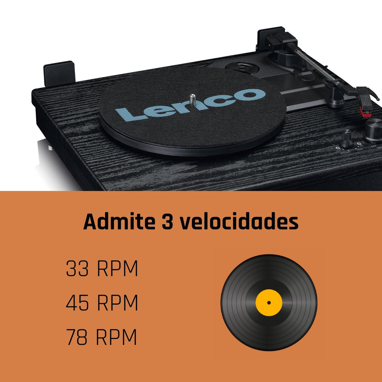 Lenco Turntable LS-101 - Giradiscos Bluetooth - Altavoz Externo con 2 x 10 vatios RMS - 3 velocidades - Transmisión por Correa - Negro