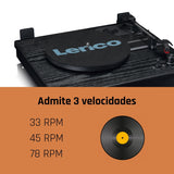 Lenco Turntable LS-101 - Giradiscos Bluetooth - Altavoz Externo con 2 x 10 vatios RMS - 3 velocidades - Transmisión por Correa - Negro