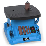 Güde GSBSM 500 - Lijadora de banda de husillo (230 V, 500 W, 2000 min-1, velocidad del husillo, 8 m/s, oscilante, dispositivo 2 en 1, conversión sin herramientas, mesa ajustable 0-45°, incluye