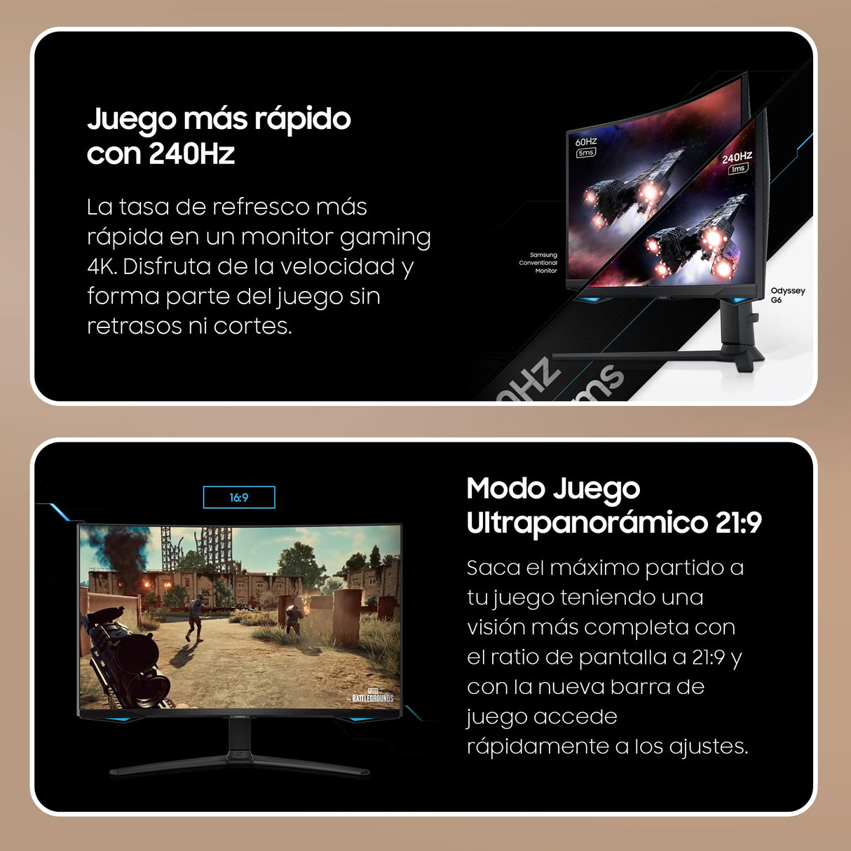 Samsung LS32BG650EUXEN - Monitor de 32" QHD Resolution (2,560 x 1,440, 16:9, 240Hz, 1ms), FreeSync Premium Pro, Gaming Hub