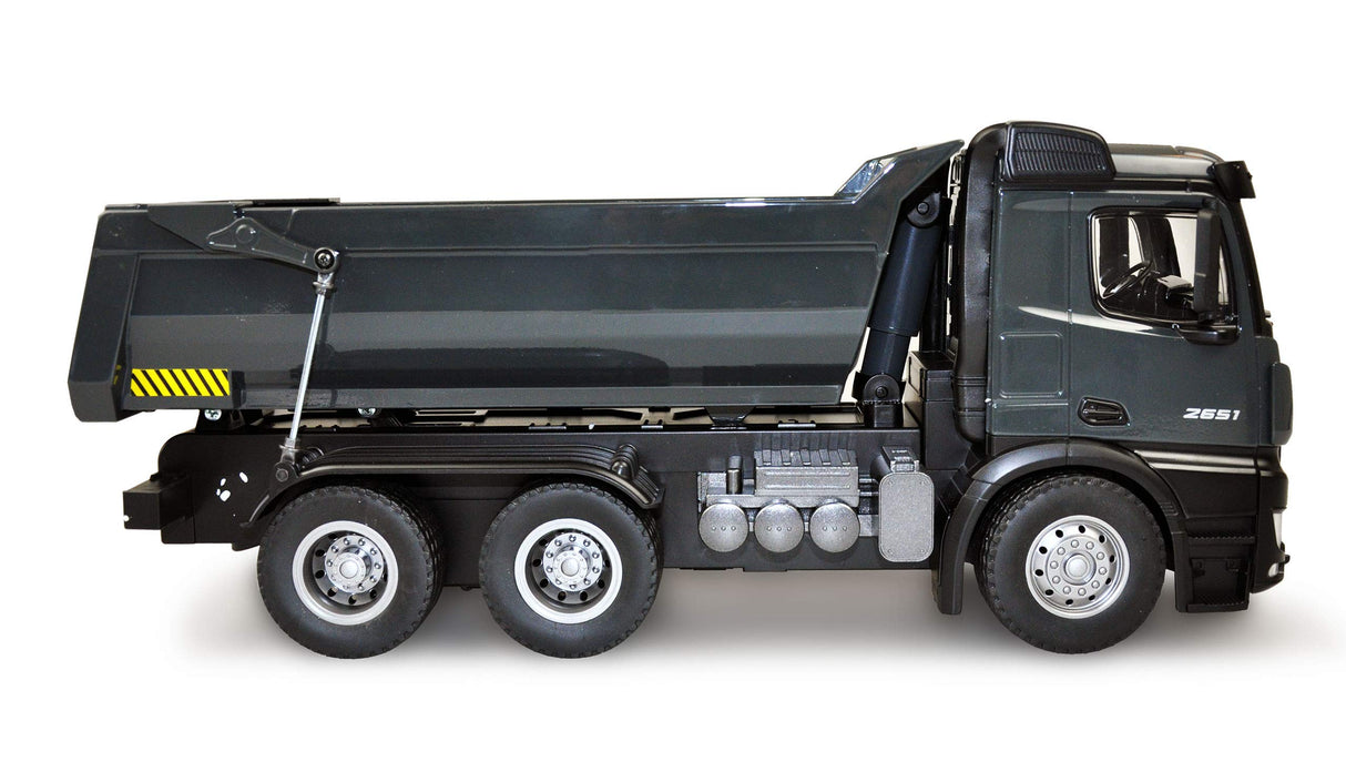 Amewi Mercedes Benz Camión Kipper Pro Metal V2 vehículo con Licencia teledirigido RTR 2 batería Adicional Gris