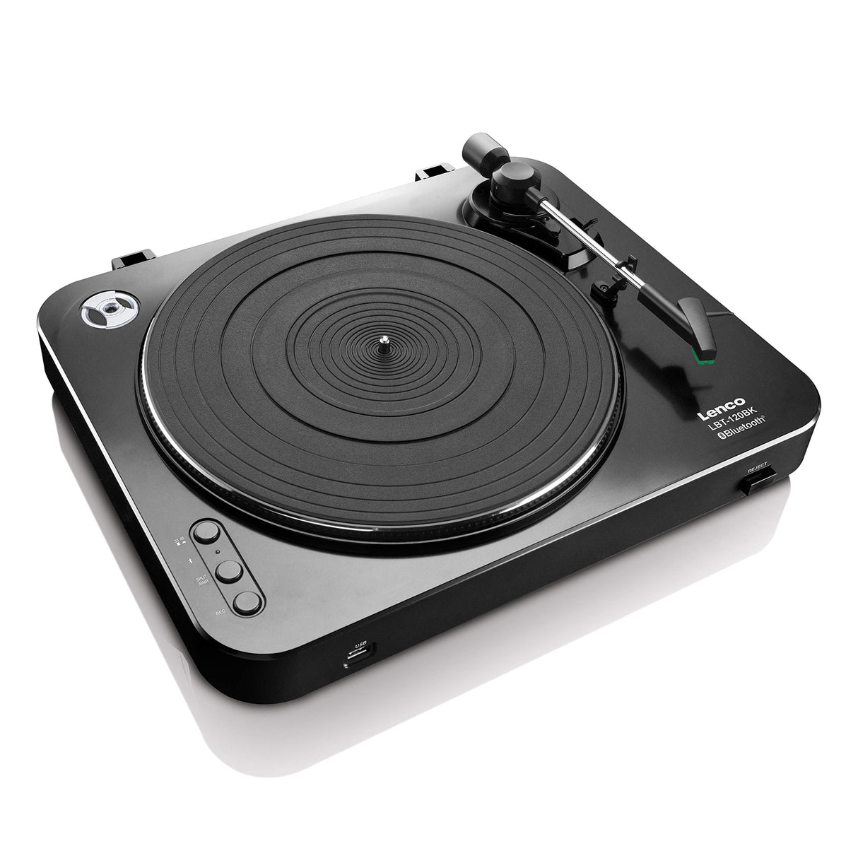 Lenco LBT-120 BK- Giradiscos USB semiautomático - Con Bluetooth - Transmisión por correa - 2 velocidades 33 rpm , 45 rpm - digitaliza sin PC - negro