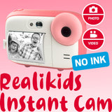 AgfaPhoto Realikids Cámara instantánea + 1 Tarjeta Micro SD de 32 GB + 3 Rollos de Papel térmico ATP3WH - Cámara instantánea para niños, Pantalla LCD de 2.4 Pulgadas, Espejo Selfie y Filtro de Fotos