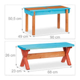 Relaxdays Mobiliario Infantil para jardín, Set con Mesa, Dos Bancos y sombrilla, Muebles de Exterior, Madera, Multi-Color