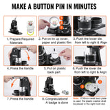 VEVOR Máquina para Hacer Botones de 32 mm y 58 mm Prensa para Chapas con 500 Kits de Botones con Libro Mágico y Cortador de Círculos Máquina para Hacer Chapas de Aluminio y ABS Kit de Personalización