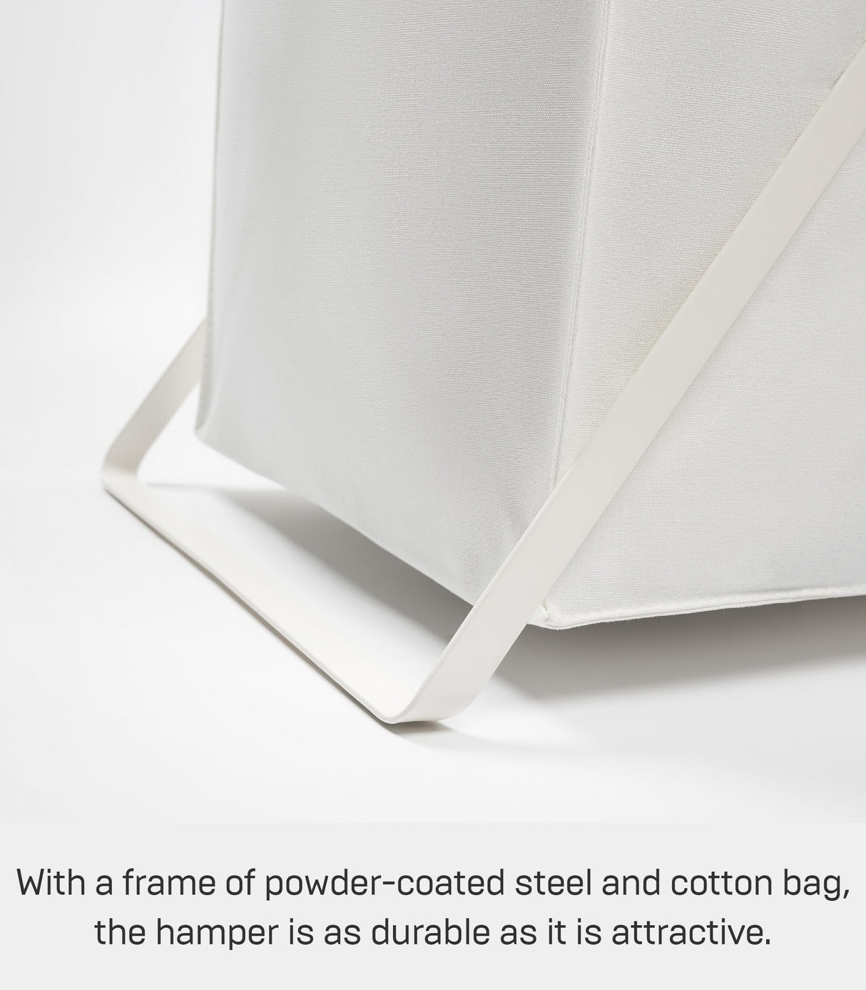 Yamazaki Home Laundry - Cesta de ropa para el hogar, forro de acero + algodón, aleación, blanco, L